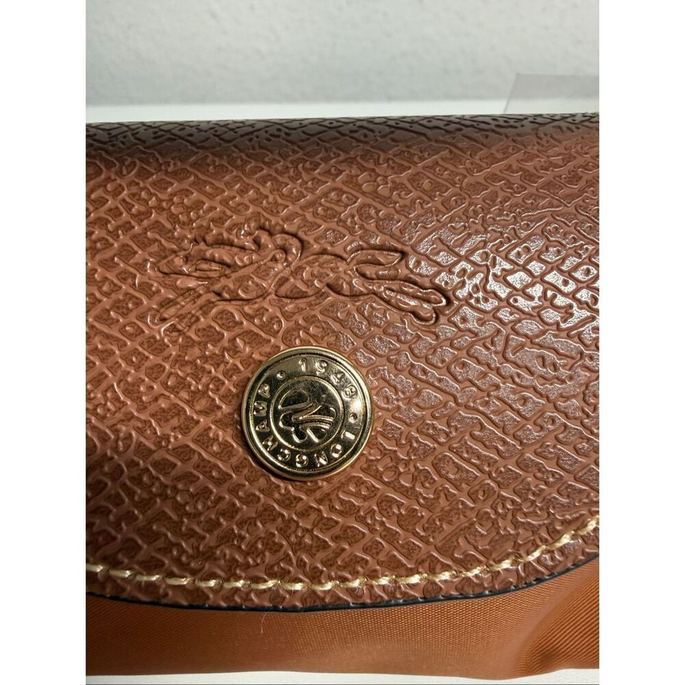 Longchamp Mini Le Pliage Cognac Brown Top Handle Bag + Strap - Picture 2 of 9
